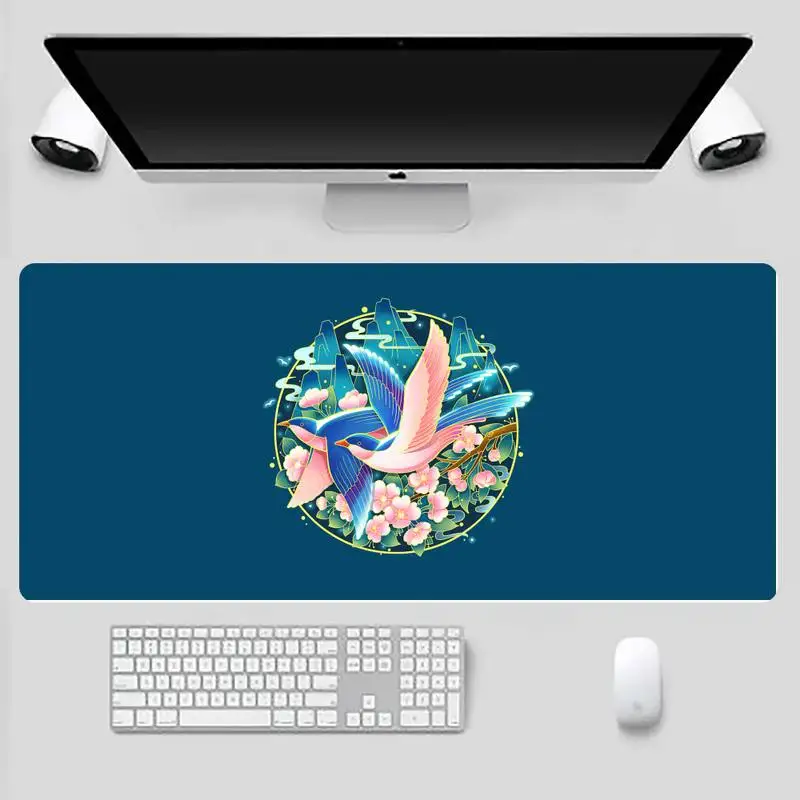 

Chinese style art fashion Locking Edge Mousepad Desk Table Protect Game Office Work Mouse Mat pad X XL Non-slip Laptop Cushion
