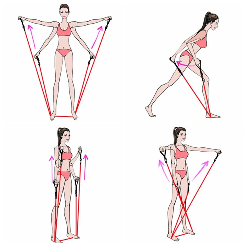 

New 11Pcs/Set Yoga Resistance Bands Workout Exercise Training Tube Pull Rope Rubber Expander Elastic Bands For Fitness