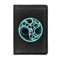 doctor who time lord symbol passport cover men women leather slim id card travel holder wallet document organizer case