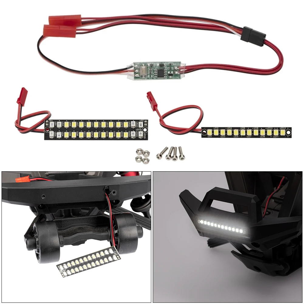 Tira de luces LED para coche de control remoto, l&aacute;mpara de parachoques brillante, piezas mejoradas de alta calidad para 1/10 TRAXXAS MAXX peque&ntilde;o X-1