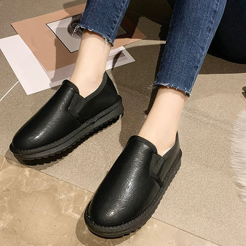 Shallow Plush Insole Snow Boot Women Short Tube Plus Velvet Thick Cotton Shoe Woman Flat-Bottomed Student Keep Warm Bread | Обувь