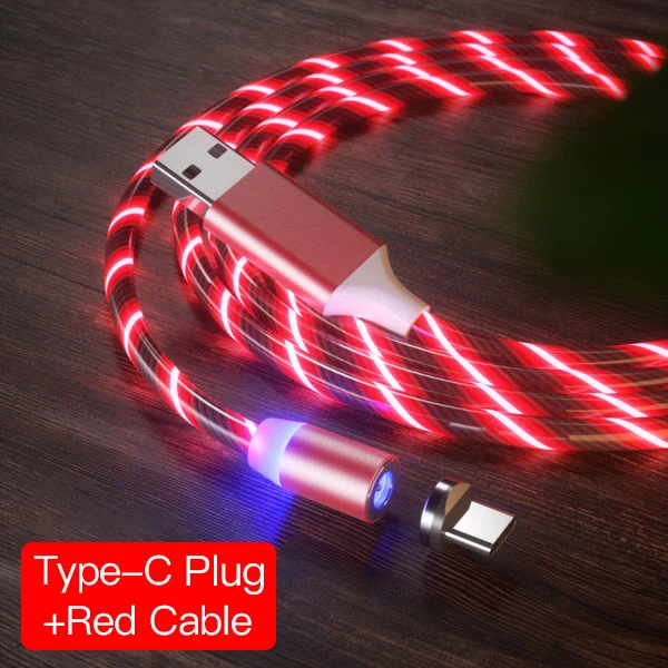 For Type-C Red ACCEZZ Магнитный зарядный кабель для быстрой зарядки для iPhone X 8 7 ipad Mini Micro usb type C магнитное зарядное устройство для samsung Android Phone - Цвет: For Type-C Red