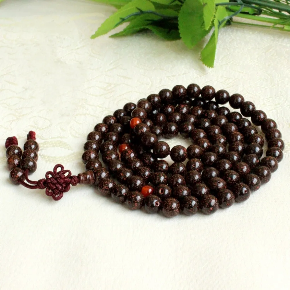 8mm Tibetan Buddhism 108 Red Dot Star &amp Moon Bodhi Seeds Mala Necklace | Украшения и аксессуары
