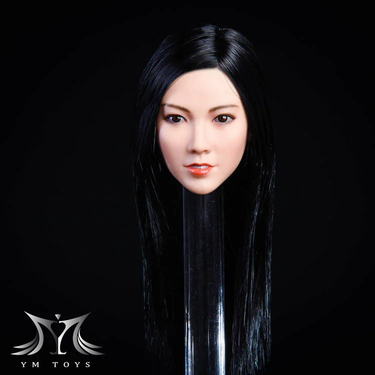 Масштаб 1/6 Qian короткие волосы азиатская красивая голова резьба длинные вьющиеся