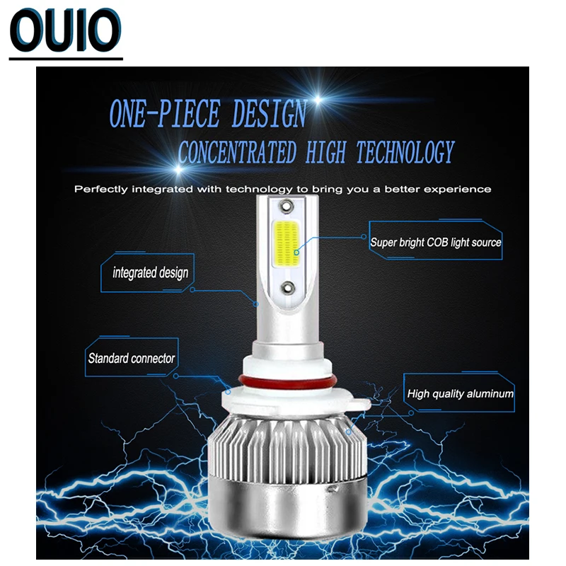 2 шт. C6 Макс комплект автомобильных светодиодных фар Led H4 LED H7 H11 H13 H1 H3 9004 9005 9006 COB 6000K