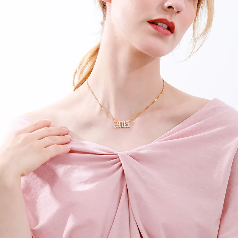 

KSUP Year Necklace Women Men's Zircon Exquisite Fashion Number Birthday Gift Beautiful Pendant Necklace 2021 New Jewelry Metal