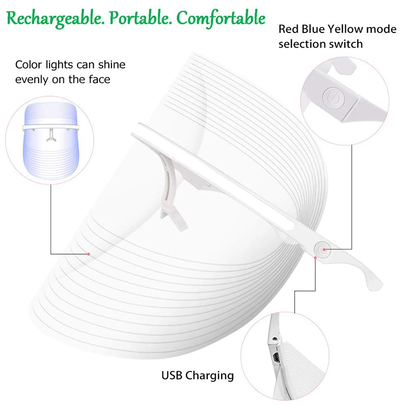 Светодиодный цвета Светодиодная маска для лица фотонная терапия против акне