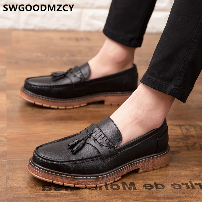 

Formal Shoes Men Classic Leather Shoes Men Office Brown Dress Brogue Loafers Men Office Shoes Evening Dress Sepatu Slip On Pria