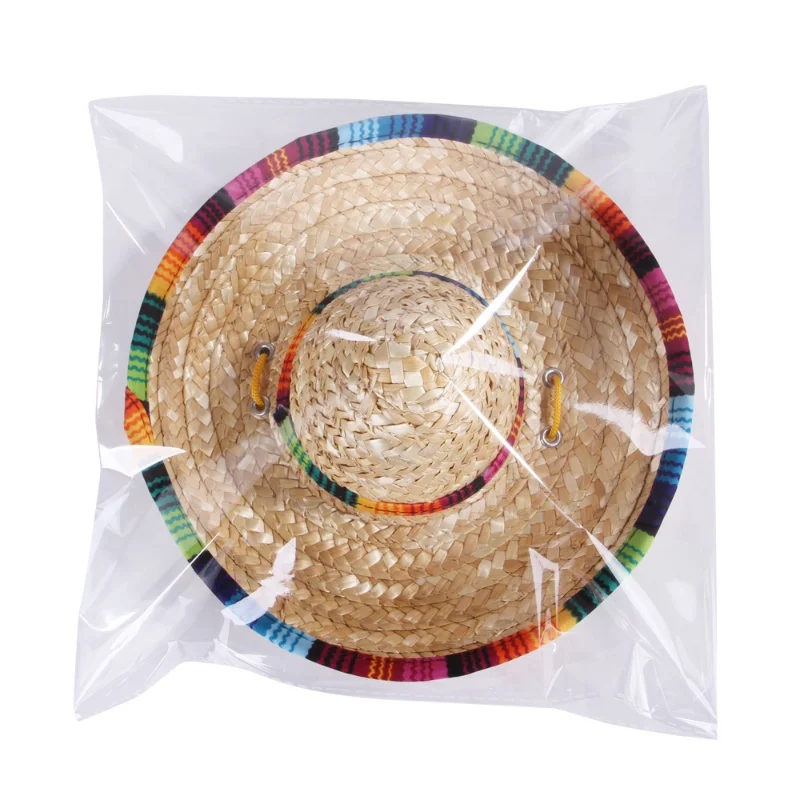 

Pet woven straw hat Mexican style hat spring and summer sunshade adjustable hat