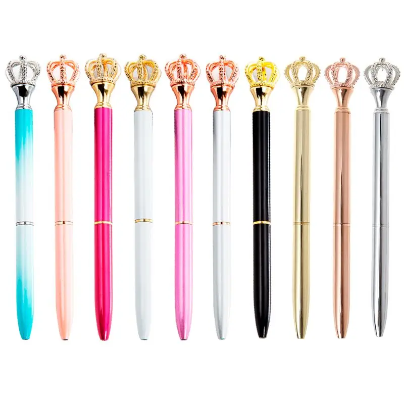 

W3JD Exquisite Shining Crown Ballpoint Pen Crystal Diamond Writing Tool Office Supplies Student Stationery