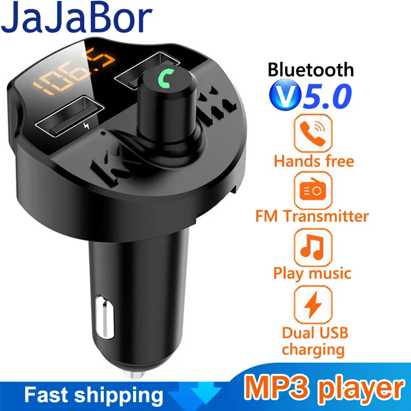 JaJaBor Bluetooth 5 0 автомобильный комплект Handsfree FM передатчик модулятор Hands Free музыка