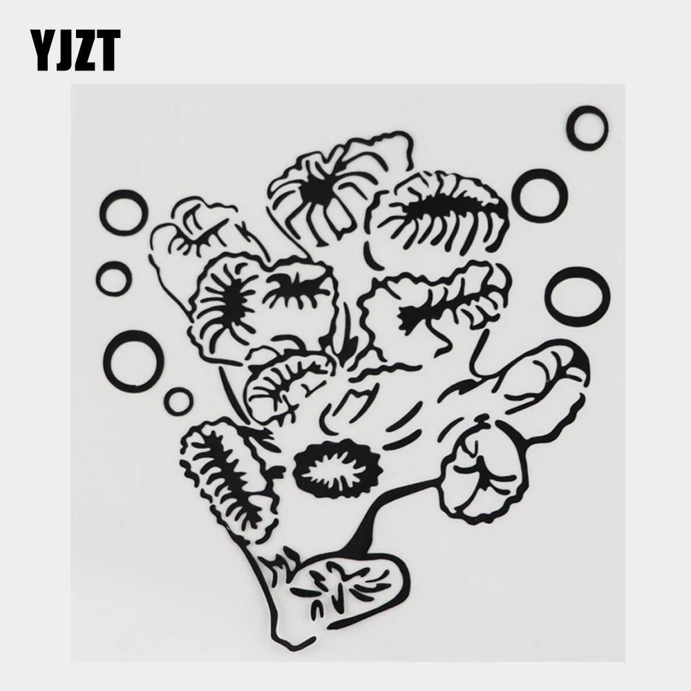 

YJZT 13,8 см × 13,9 см Индивидуальная виниловая наклейка на автомобиль с морским микроорганизмом коралловым рифом 18A-0557