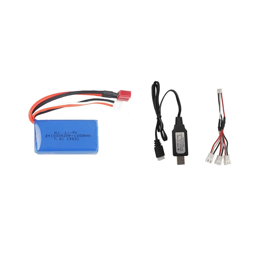 Аккумулятор 2s 7 4 В 1400 мА · ч Lipo + зарядное устройство USB для Wltoys A949 A959-B A969-B A979-B K929-B