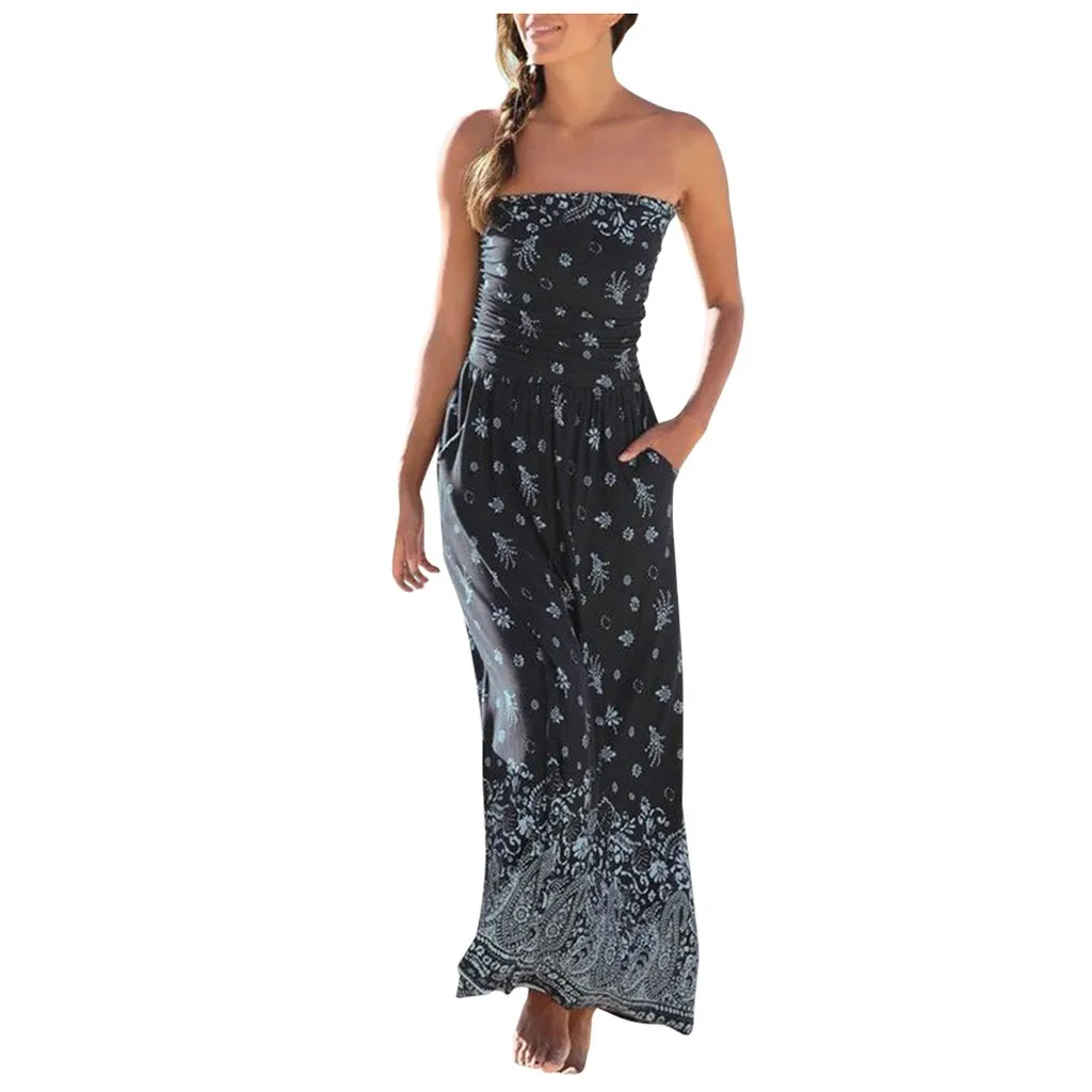 Женское праздничное длинное платье бандо с открытыми плечами женское летнее