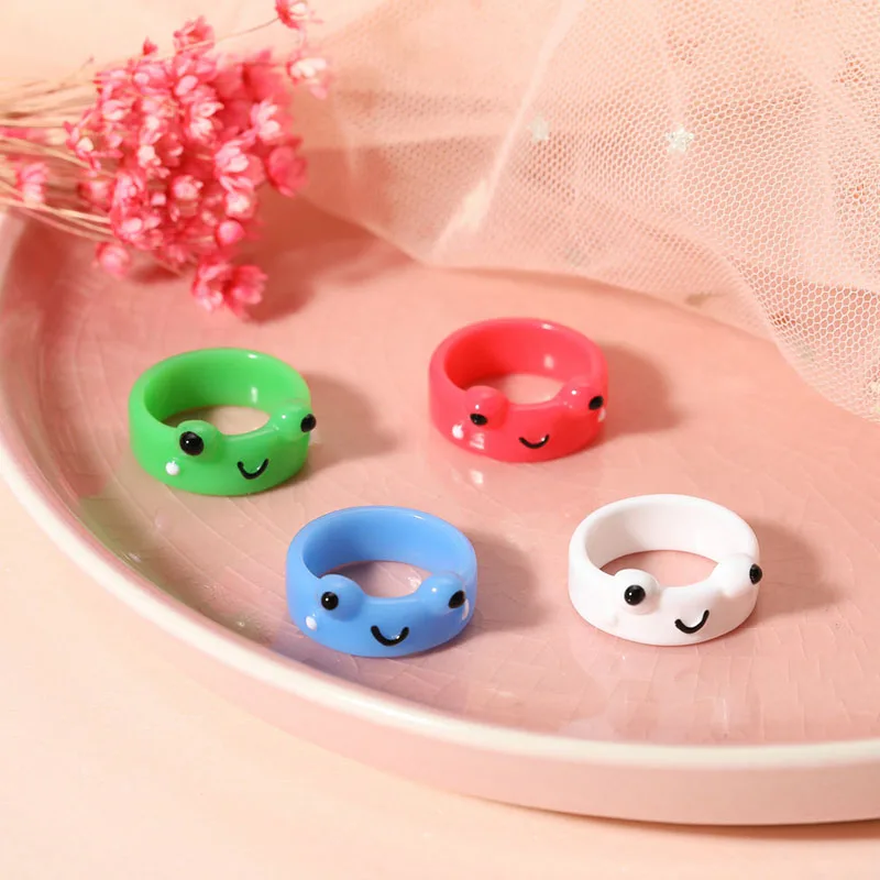 

HMES Resin Ring Cute Frog Woman Ring Fashion Minimalist Couple Ring Vintage Ring Wedding