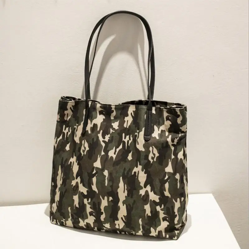 Женская модная камуфляжная холщевая сумка на плечо Большая вместительная