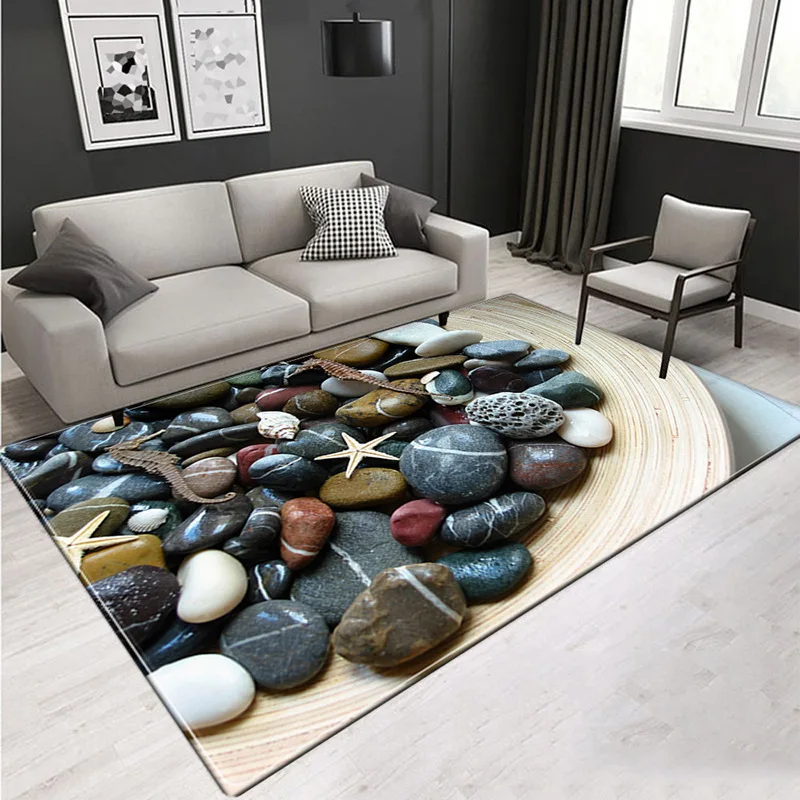 

European And American Stone 3D Patterned Carpet Living Room Bedroom Thickened Floor Mats Kitchen Bathroom Non-slip Mats