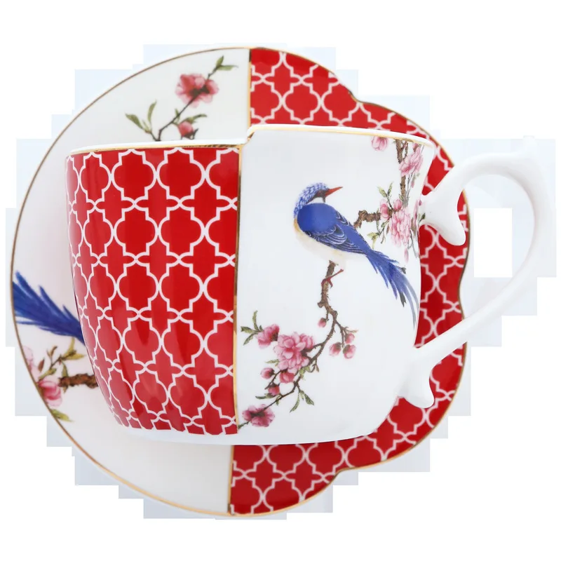 Irregular Ceramic Coffee Cups and Saucers Set Ins Pastoral Style British Creative Black Tea Cup Gold Handle Afternoon Tea Cup