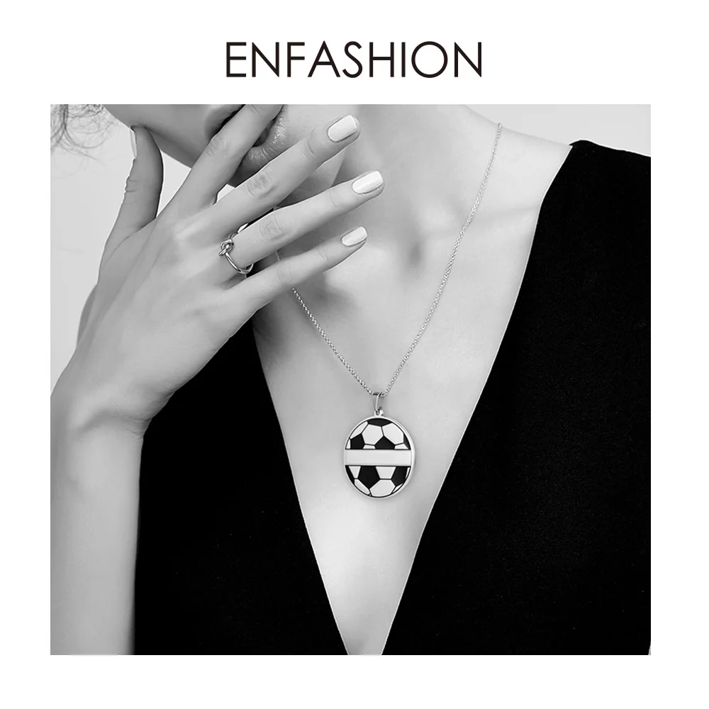 ENFASHION персонализированное ожерелье с выгравированным именем золотого цвета, ожерелье с подвеской в виде футбольного мяча, женское Ювелирное колье PB183003
