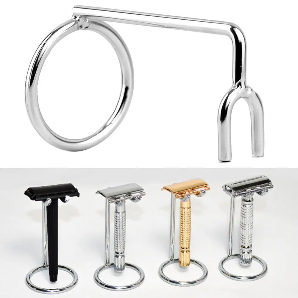 

Men Steel Safety Razor Stand Double Edge Razor Art Metal Holder Shaver Accessories Z-frame Support