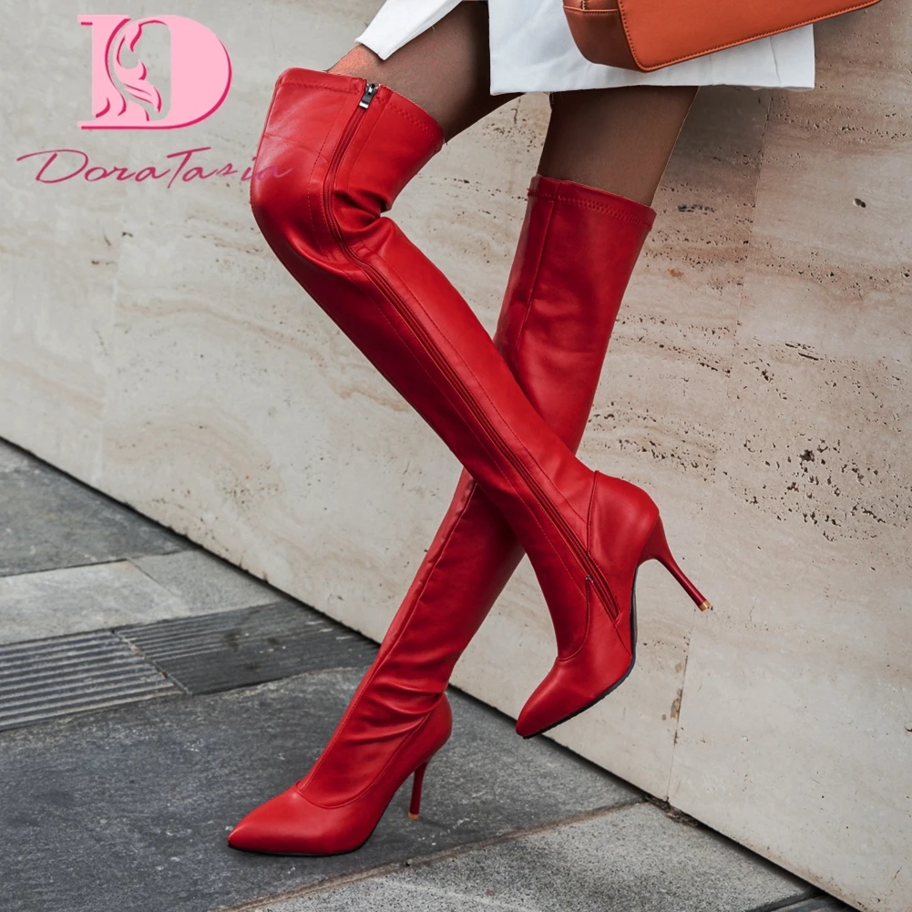 

Сапоги женские выше колена DoraTasia, на тонком высоком каблуке, 2020, Женская офисная обувь