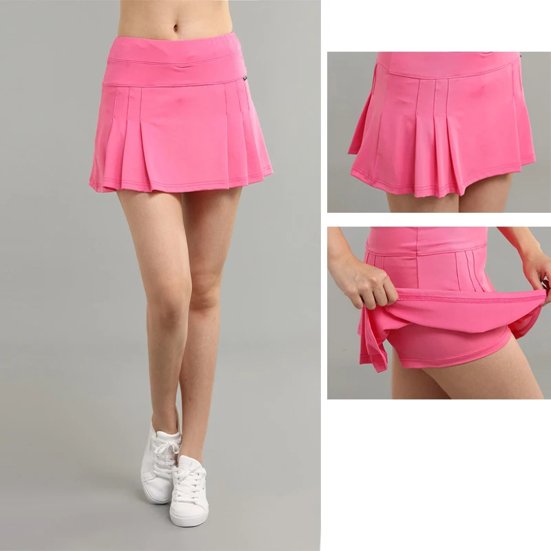 

New Tennis Feminino Mujer Skirt Women Pocket Solid Breathable Quick Dry Skort Sport Tenis Jupe Culotte Beach Volleyball Gym Wear