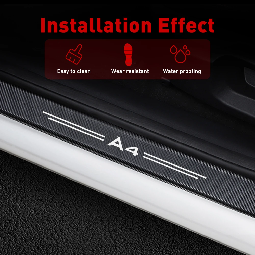 Защитные наклейки на дверные пороги для Audi A4 B5 B6 B7 B8 B9 A3 8P 8V 8L A5 A6 C6 C5 C7 A1 A7 A8 Q2 Q3 Q5 Q7 TT 4