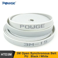 powge 10meters 3m timing belt width 15mm white htd3m pu open synchronous belt for cnc laser machine cutting machine 3m 15