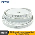Ремень ГРМ POWGE, 10 метров, 3 м, ширина 15 мм, белый, HTD3M PU, открытая синхронная лента для лазерного станка с ЧПУ, режущий станок 3M-15