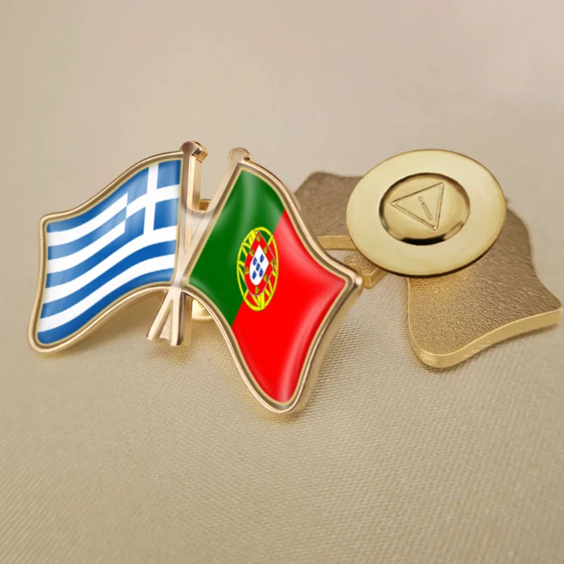 Греция и Португалия перекрестные двойной флаг дружбы значков на булавке брошь