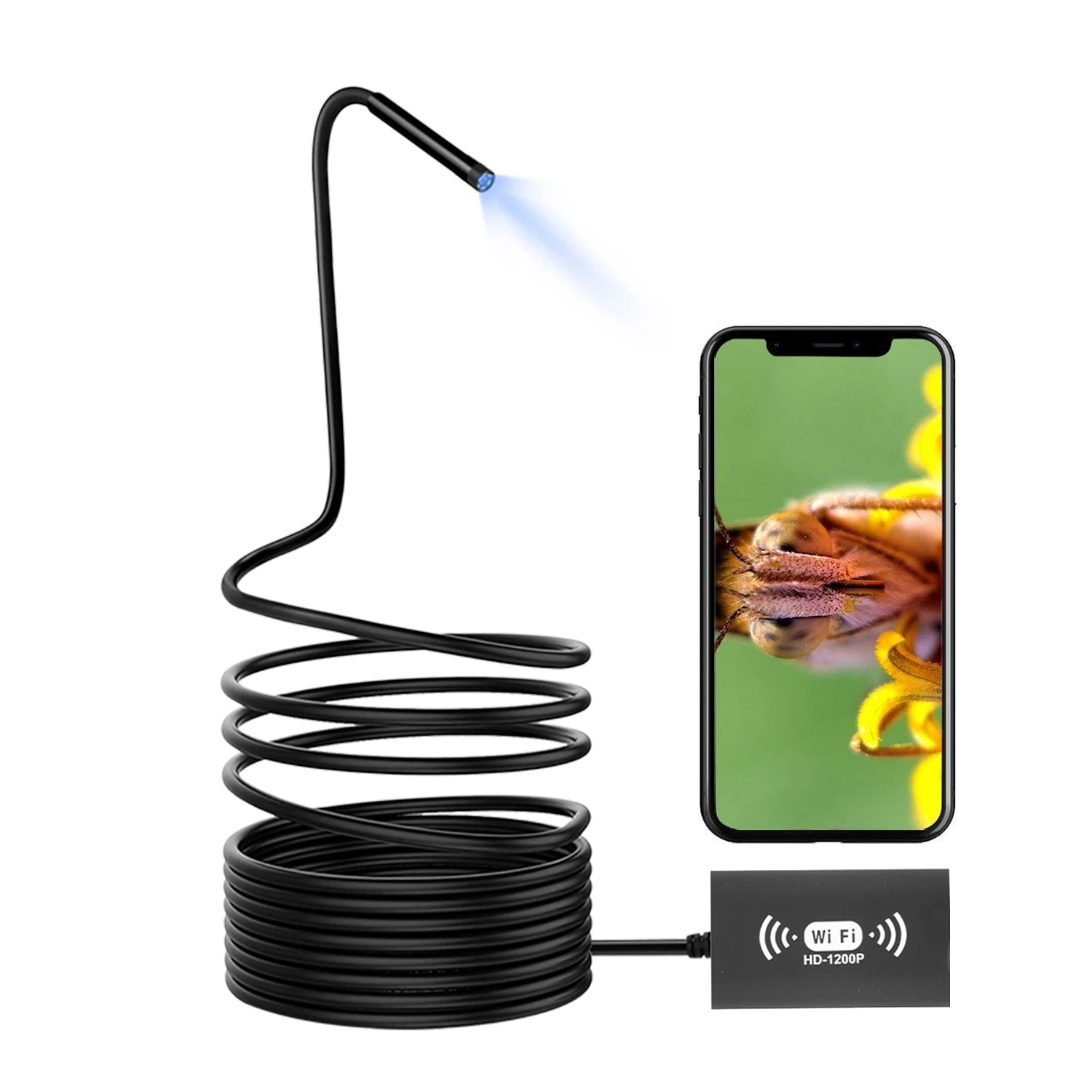 Камера Эндоскоп Full HD WIFI 1200P 8 мм Android iPhone жесткий кабель беспроводная IOS