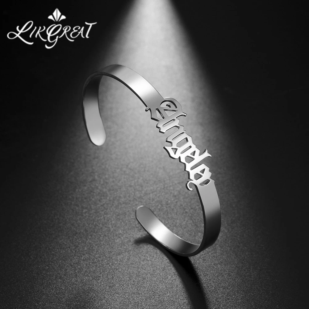 Модные старые английские браслеты LIKGREAT для женщин открытые манжеты с буквами