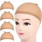4 шт., кепка для парика, бежевая, женская, мужская, универсальная, высокоэластичная, подкладка для парика, шапка, светло-коричневые чулки, Кепка для парика, аксессуары для волос