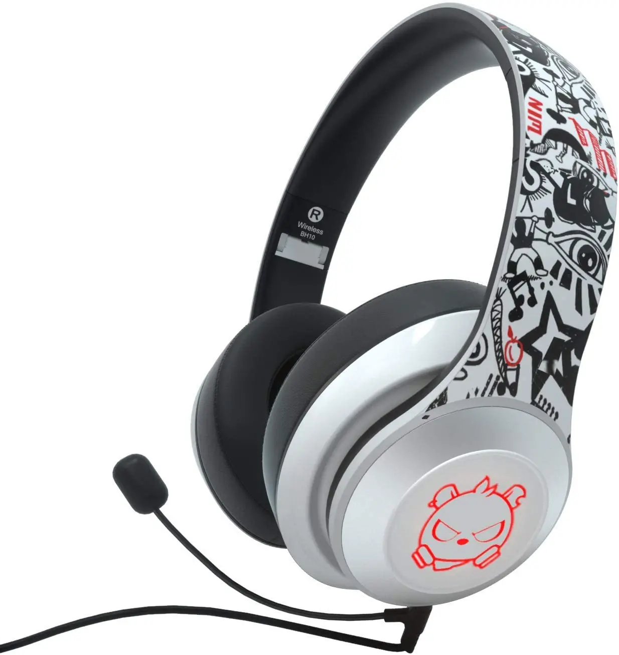 

Angry Bear, Bluetooth 5.0 Over Ear Headphones, Wireless/Wired, Built-in Microphone, 7-Color LED Light Display System, Deep