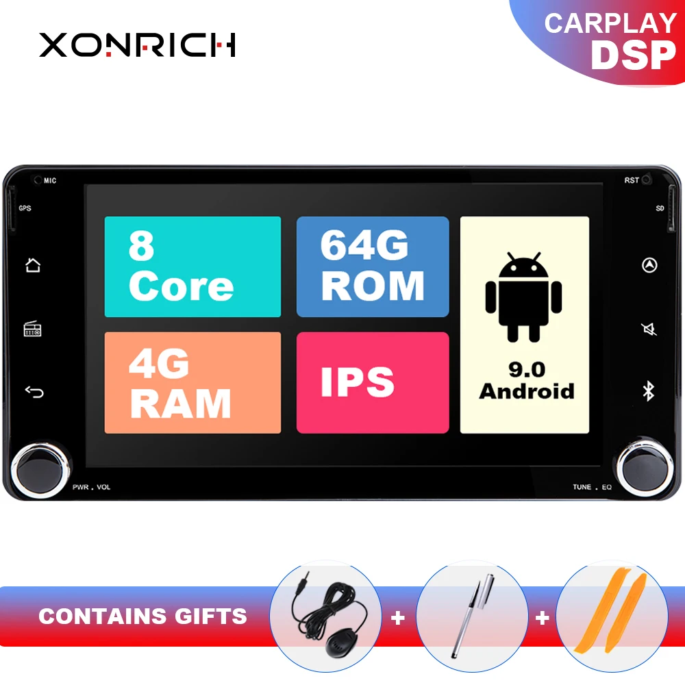 DSP 4G 2 din Android 9 автомобиль радио мультимедиа для Toyota Land Cruiser 100 200 Prado 120 150 пик Corolla hiace Yaris HiluxGPS navi