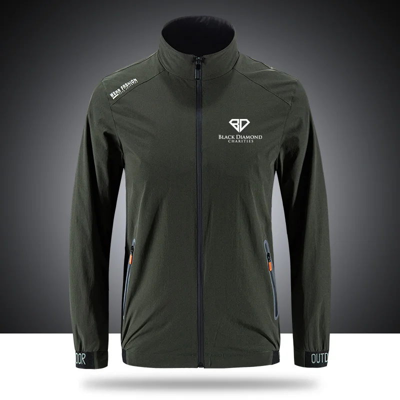 

Black Diamond jackets Breathable Brand Jackets Men's Outdoor Zippered Light Soft Fashion Front Printing sportswear jackets N01