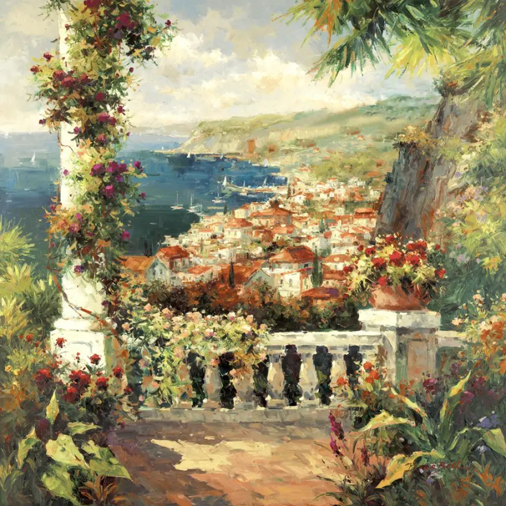 Импрессионизм морские пейзажи итальянские картины маслом вид с террасы Ручная
