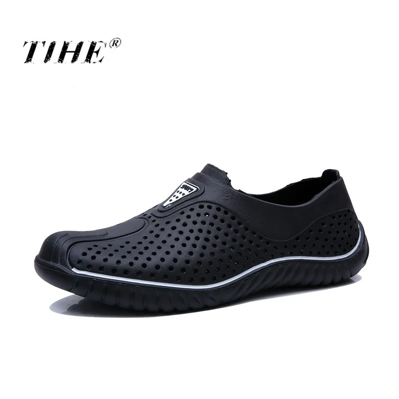 Мужские открытые сандалии дышащие пляжные на плоской подошве быстросохнущие