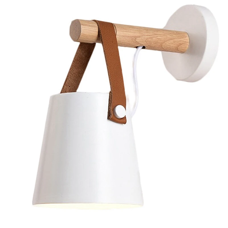 Светодиодный белый настенная лампа из цельной древесины прикроватная детский