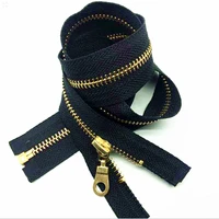 1pcs 5 4050607080cm black jacket style brass metal separator zipper on black nylon coil zipper