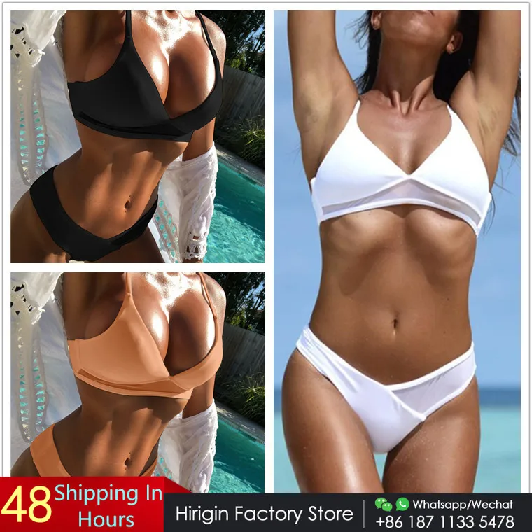 Бикини женское Сетчатое в стиле пэчворк пикантный купальник с чашками пуш ап