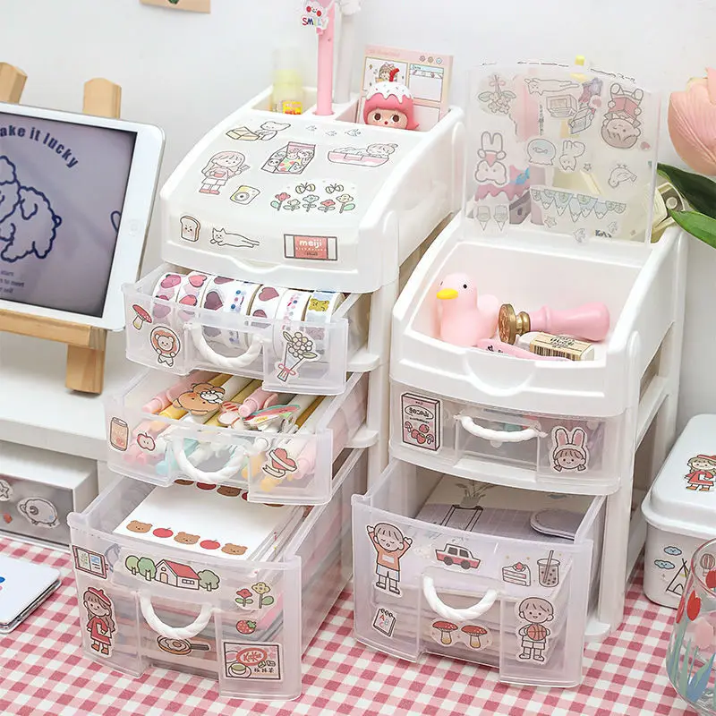 

Office Desk Multi-layer Storage Box Plastic Drawer Storage Cabinet File Debris Storage Box Cosmetic Container Home Office Case