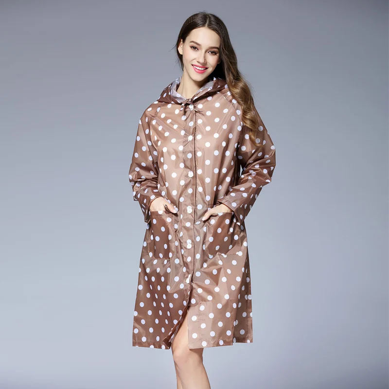 Coffee Dot Girl Lady плащ с капюшоном для женщин для путешествий на открытом воздухе водонепроницаемая ткань для верховой езды дождевик для женское пончо Длинный Плащ дождевик - Цвет: Coffee