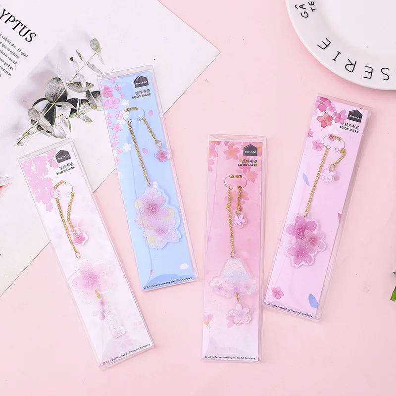 

4 шт./компл. Сакура кулон Закладка держатель книги сообщение карты подарок канцелярские принадлежности