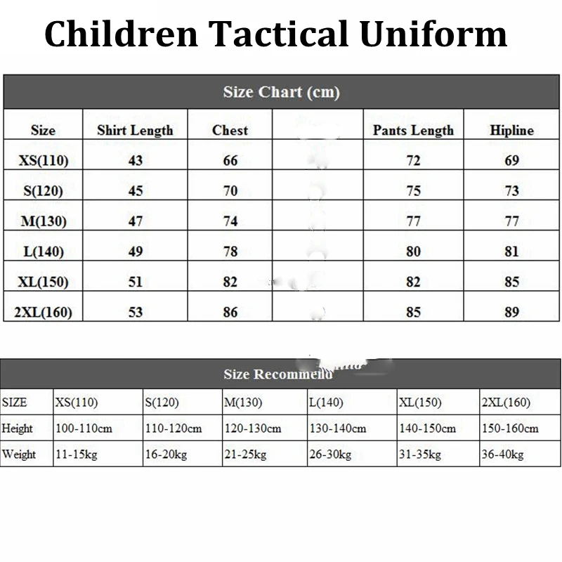 

2021 Children Military Uniform Tactical Combat Shirt + Pants Teenager Boys Girls Camouflage Kids Special Army Suit Camo Clothes