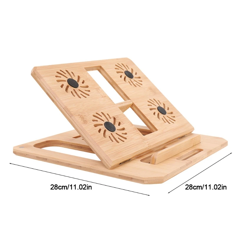 

R58A Folding Laptop Stand Bamboo Lifting Adjustable Cooling Base Bracket Holder for Notebook PC Air Pro 11x11in