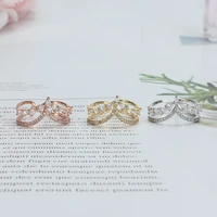 fashion rings 925 silver jewelry with cubic zirconia gemstone crown shape open finger ring accessories for women wedding party
