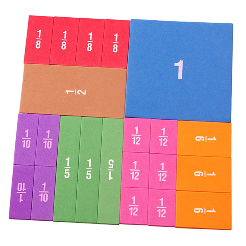 

22x Fraction Tiles Math Kids Educational Mathematics Learn Gifts