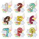 Воздушные шары в виде пончиков для темативечерние, шары из фольги в виде цифр 0-9, гелиевые шары для мороженого, украшение для 1-ой вечеринки на день рождения, детский праздник для будущей мамы