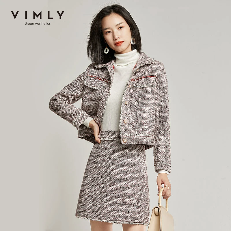Vimly 2020 осенний женский элегантный комплект из 2 предметов элегантная однобортная